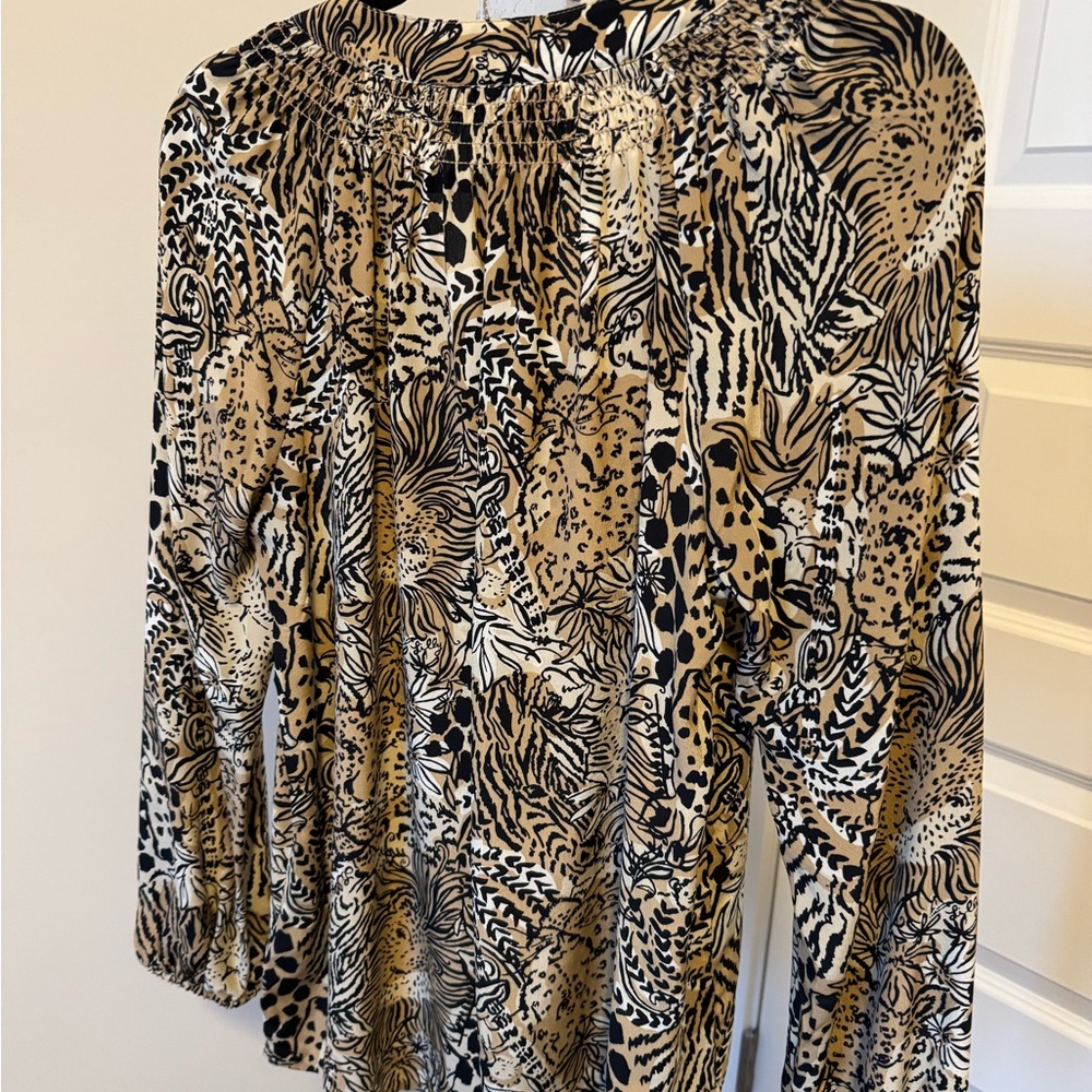 Lilly Pulitzer Black and Tan Patterned Blouse - Picture 2 of 3